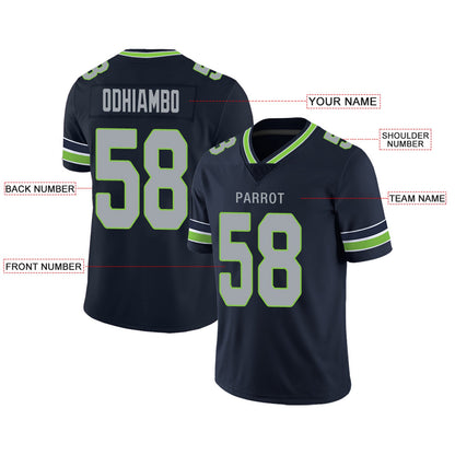 Custom S.Seahawks Football Jerseys Team Player or Personalized Design Your Own Name for Men's Women's Youth Jerseys Navy view 5