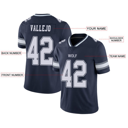 Custom D.Cowboys Football Jerseys Team Player or Personalized Design Your Own Name for Men's Women's Youth Jerseys Navy view 4