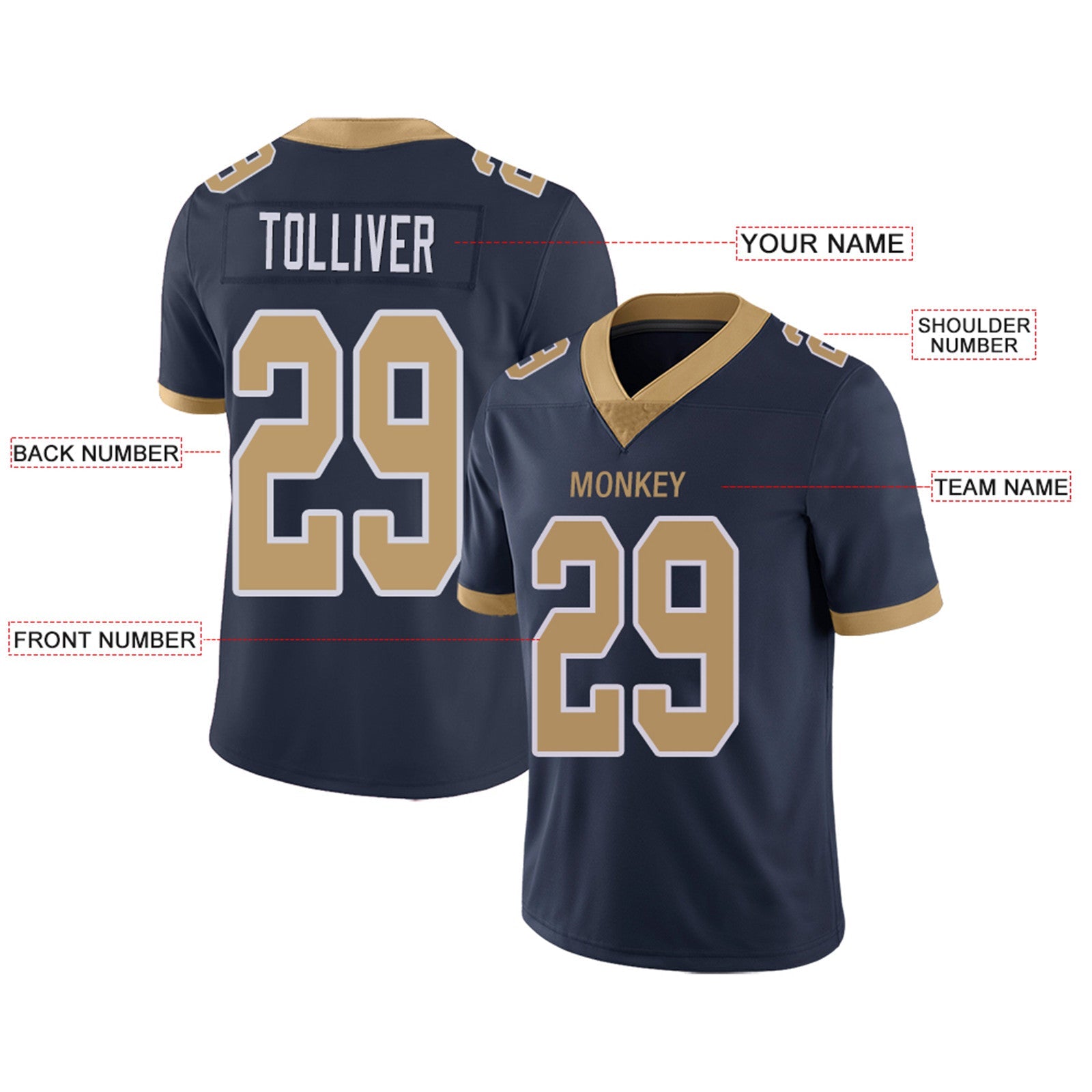 Custom LA.Chargers Football Jerseys Team Player or Personalized Design Your Own Name for Men's Women's Youth Jerseys Navy view 11