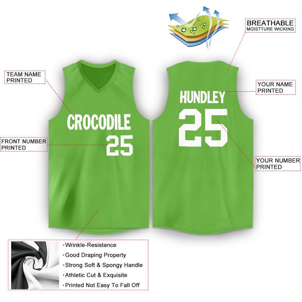 Custom Neon Green White V-Neck Basketball Jersey view 2