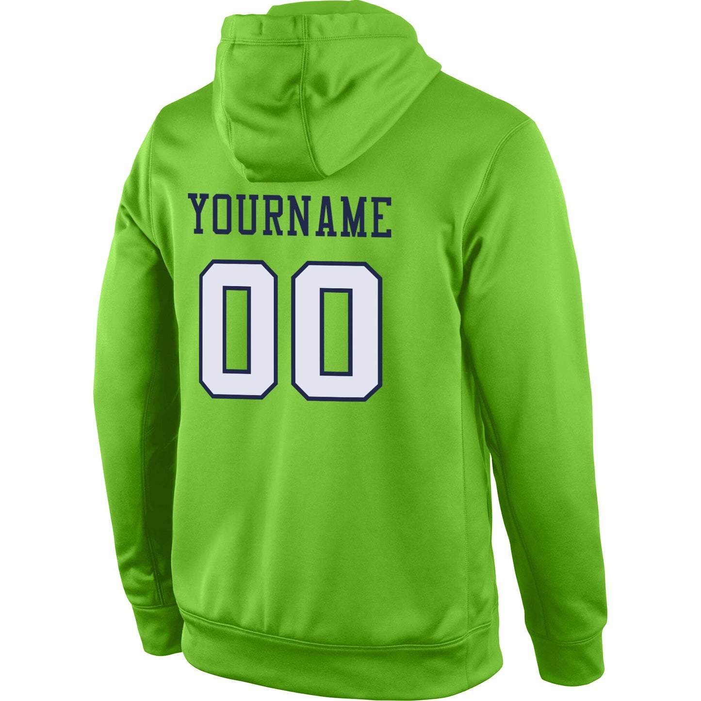 Custom Stitched Neon Green White-Navy Sports Pullover Sweatshirt Hoodie view 3