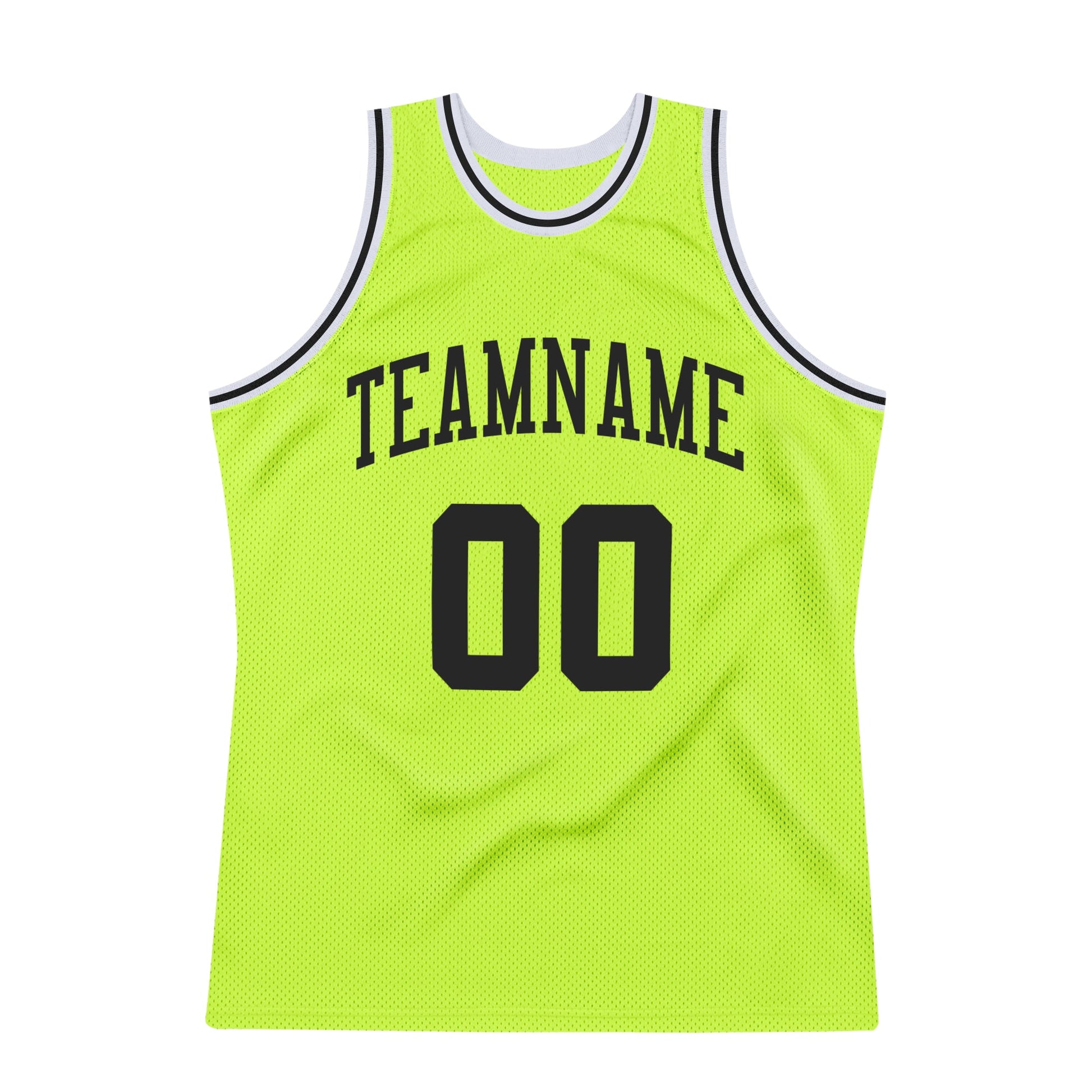 Custom Neon Green Black-White Authentic Throwback Basketball Jersey view 6