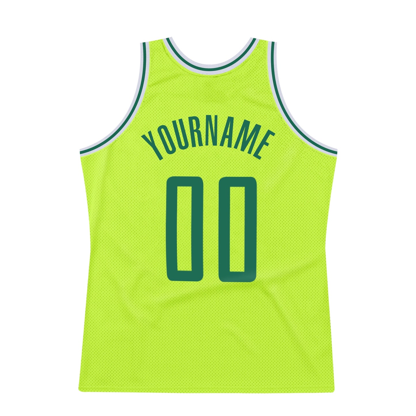 Custom Neon Green Kelly Green-White Authentic Throwback Basketball Jersey view 5