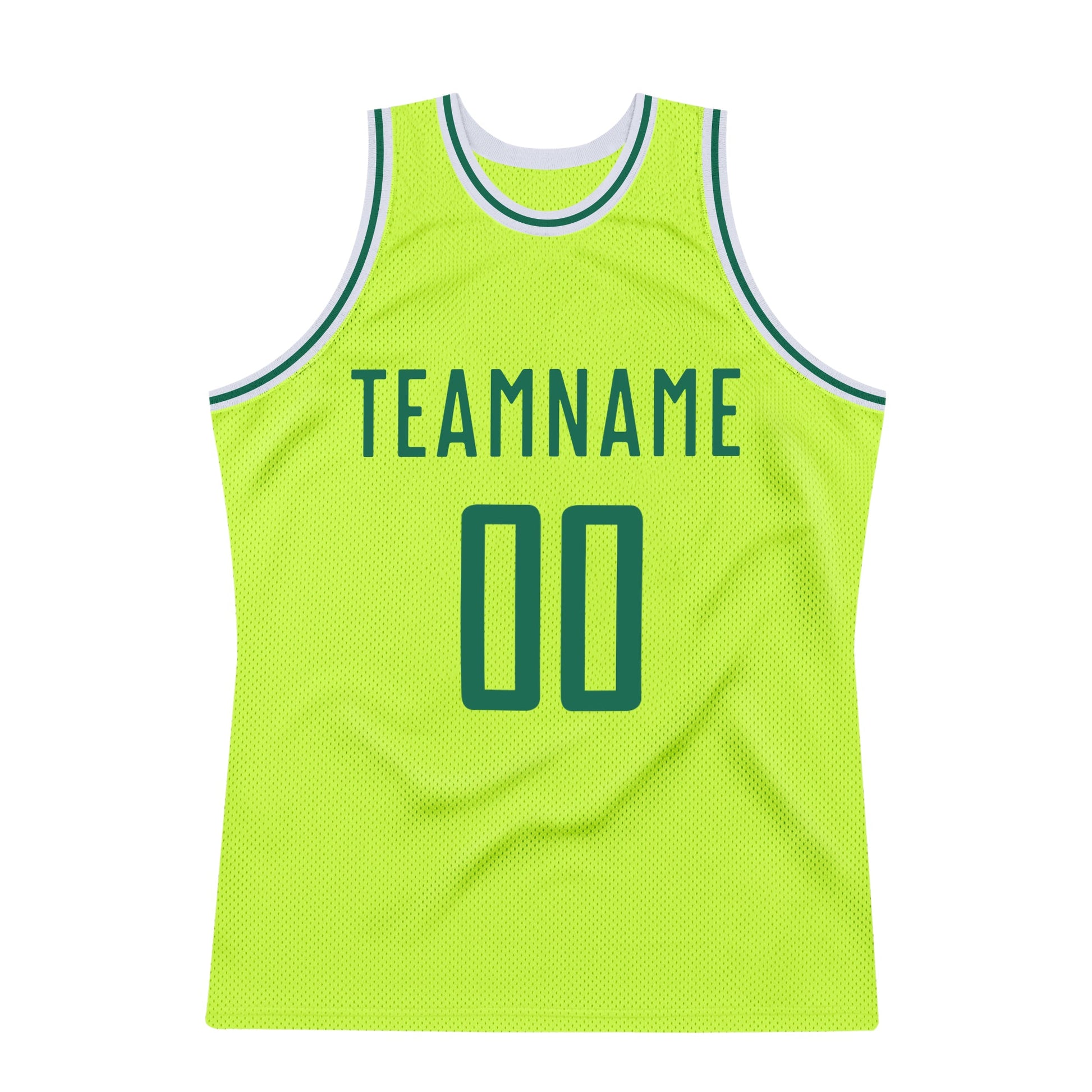 Custom Neon Green Kelly Green-White Authentic Throwback Basketball Jersey view 6
