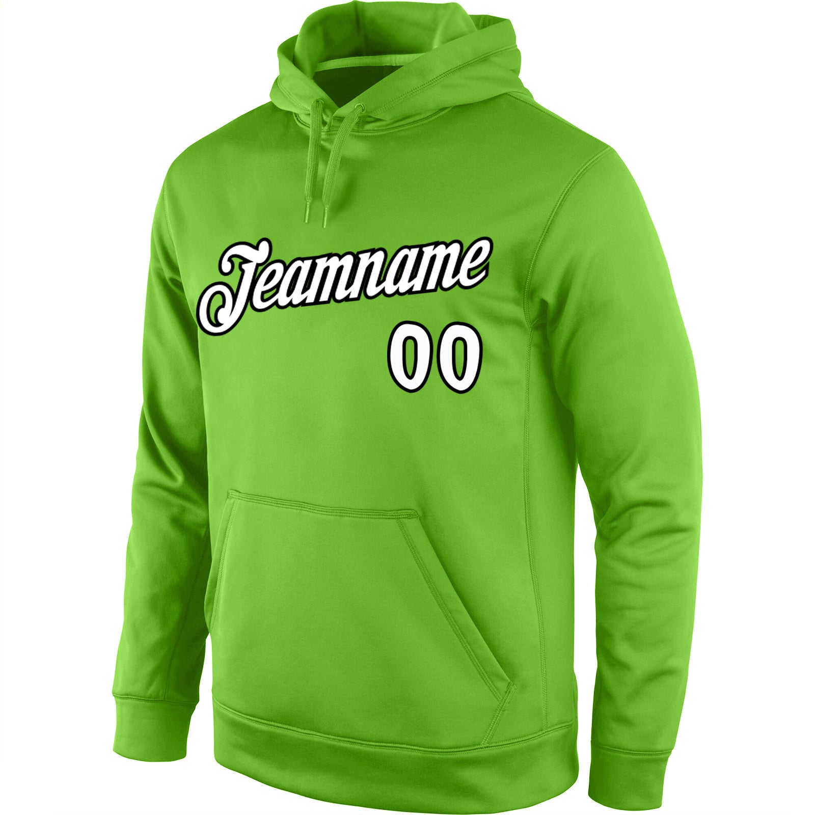 Custom Stitched Neon Green White-Black Sports Pullover Sweatshirt Hoodie view 2