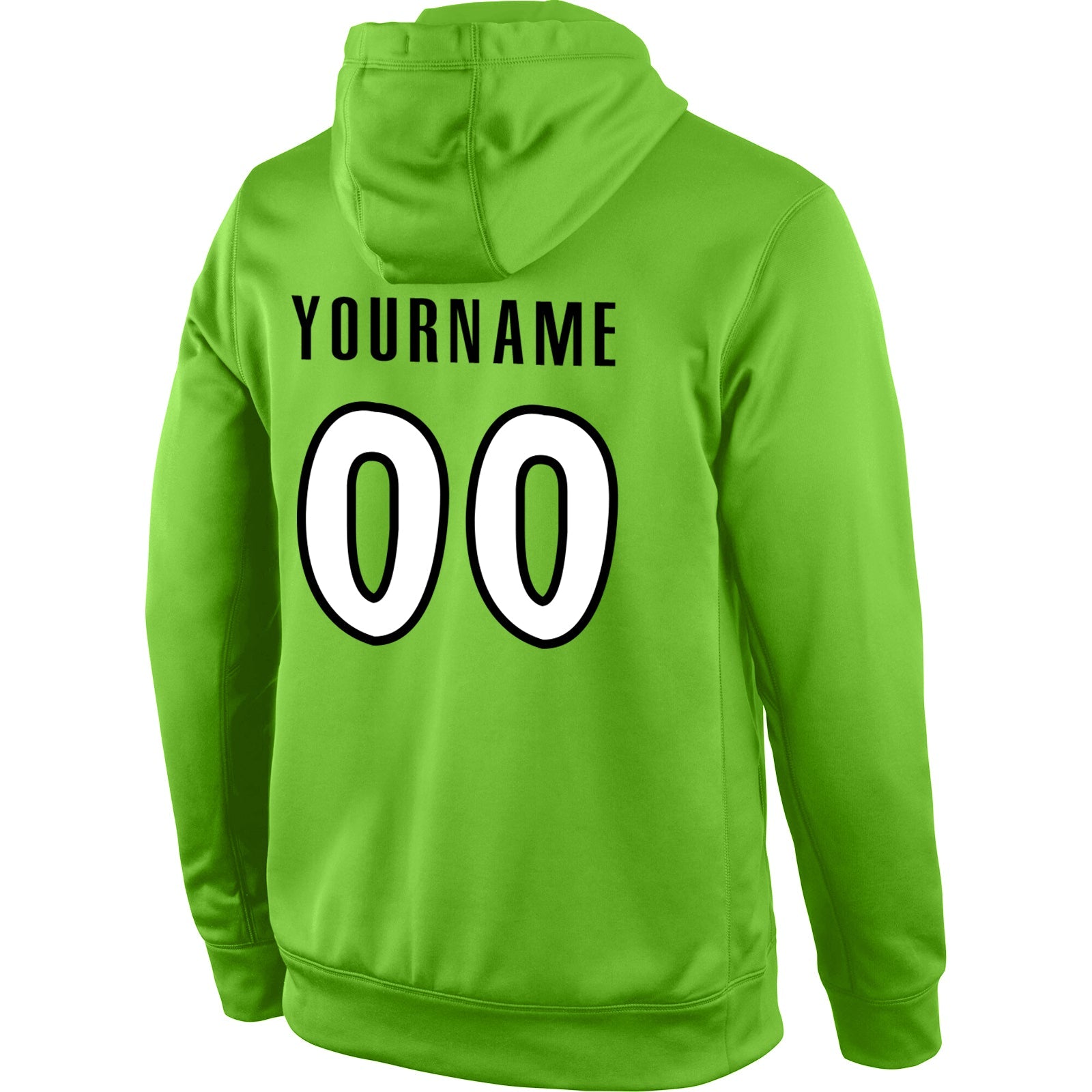 Custom Stitched Neon Green White-Black Sports Pullover Sweatshirt Hoodie view 3