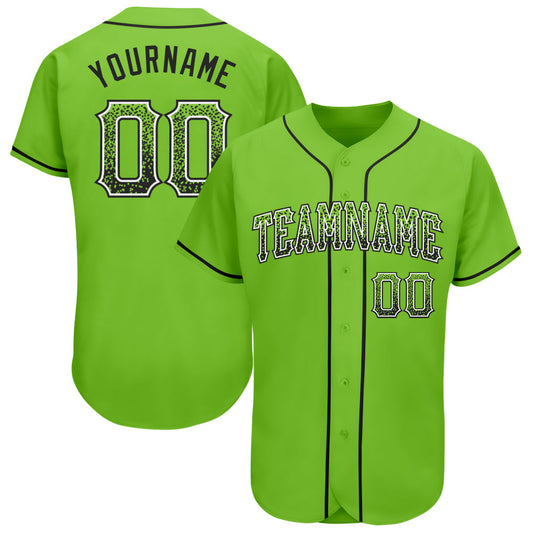 Custom Neon Green Black-White Authentic Drift Fashion Baseball Jersey - Main View