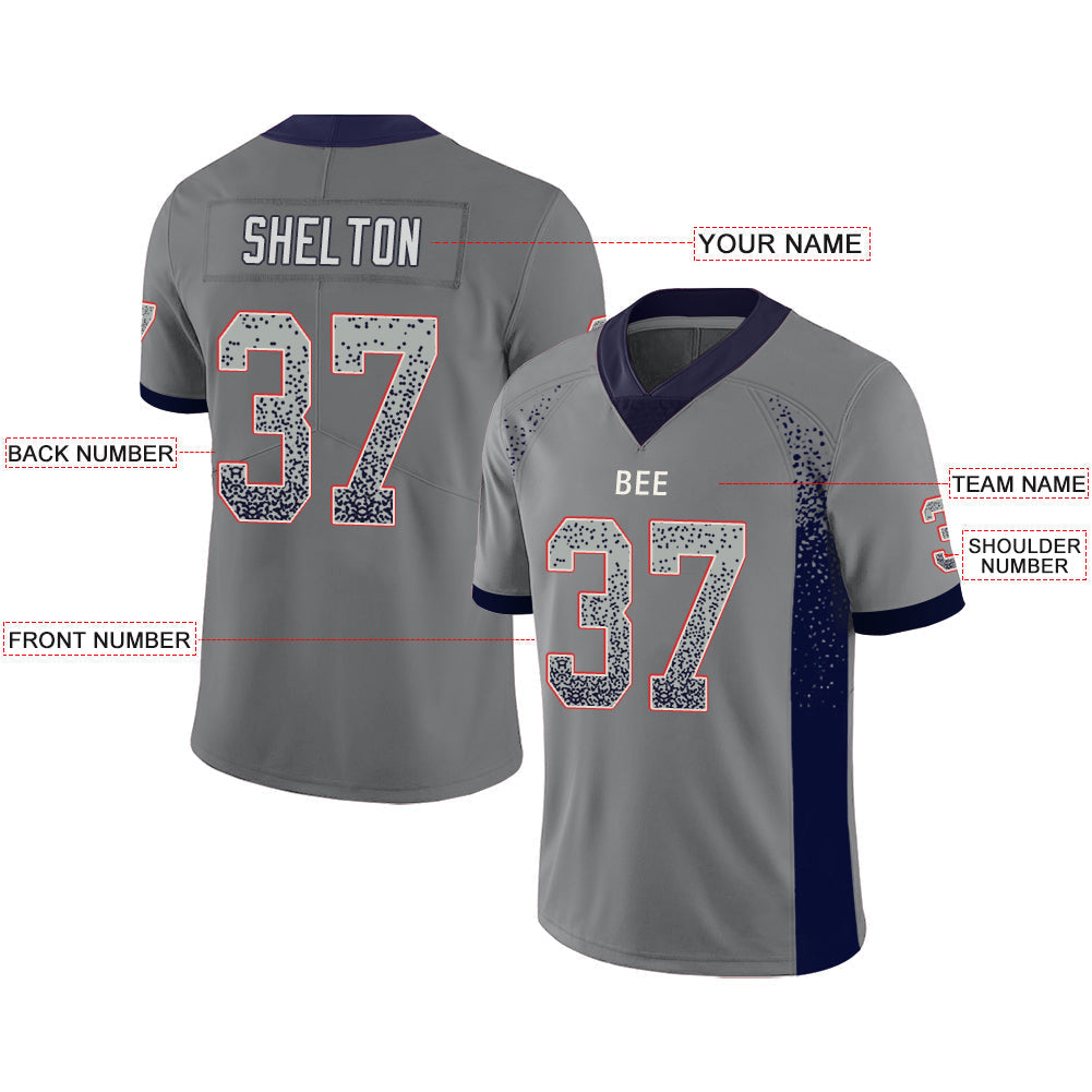 Custom NE.Patriots Stitched American Football Jerseys Personalize Birthday Gifts Grey Jersey view 2