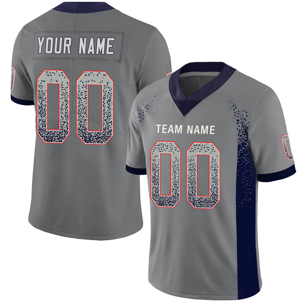 Custom NE.Patriots Stitched American Football Jerseys Personalize Birthday Gifts Grey Jersey - Main View