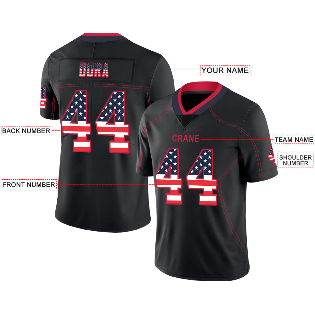 Custom NE.Patriots Stitched American Football Jerseys Personalize Birthday Gifts Black Jersey view 2