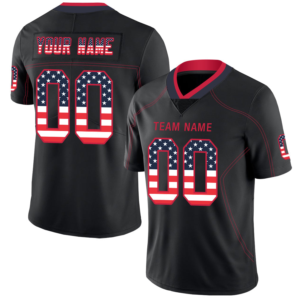 Custom NE.Patriots Stitched American Football Jerseys Personalize Birthday Gifts Black Jersey - Main View