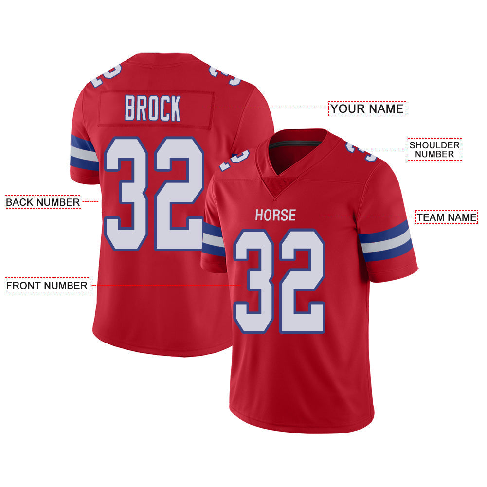 Custom NE.Patriots Stitched American Football Jerseys Personalize Birthday Gifts Red Jersey view 2