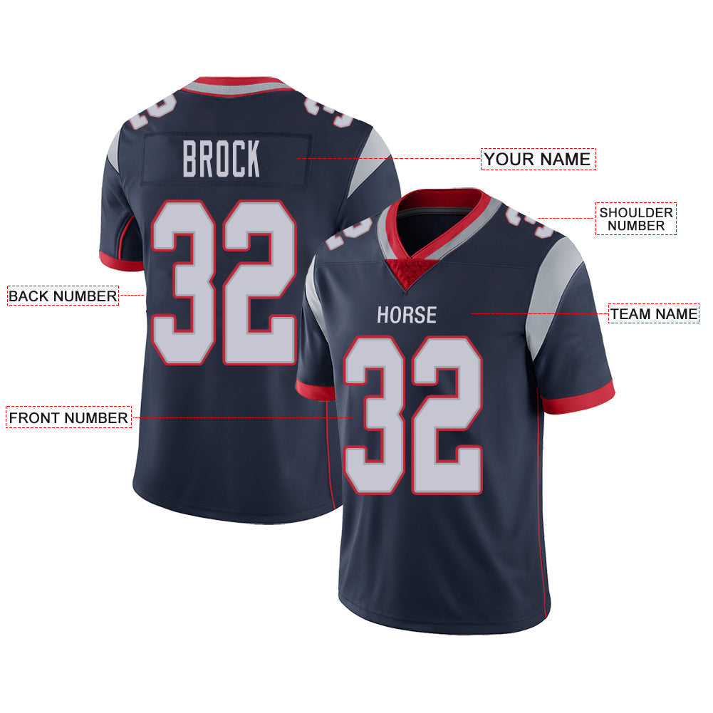Custom NE.Patriots Stitched American Football Jerseys Personalize Birthday Gifts Navy Jersey view 2