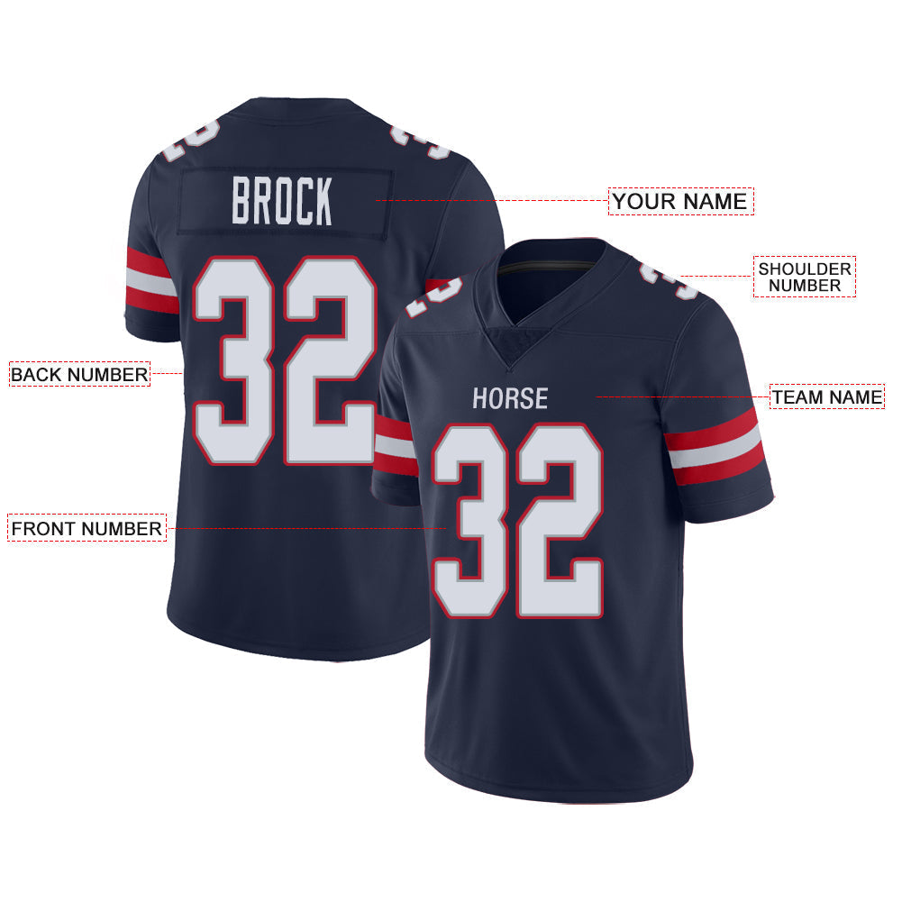Custom NE.Patriots Stitched American Football Jerseys Personalize Birthday Gifts Navy Jersey view 2