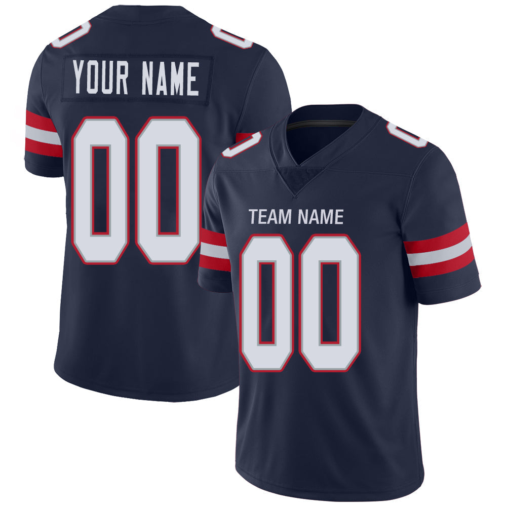 Custom NE.Patriots Stitched American Football Jerseys Personalize Birthday Gifts Navy Jersey - Main View