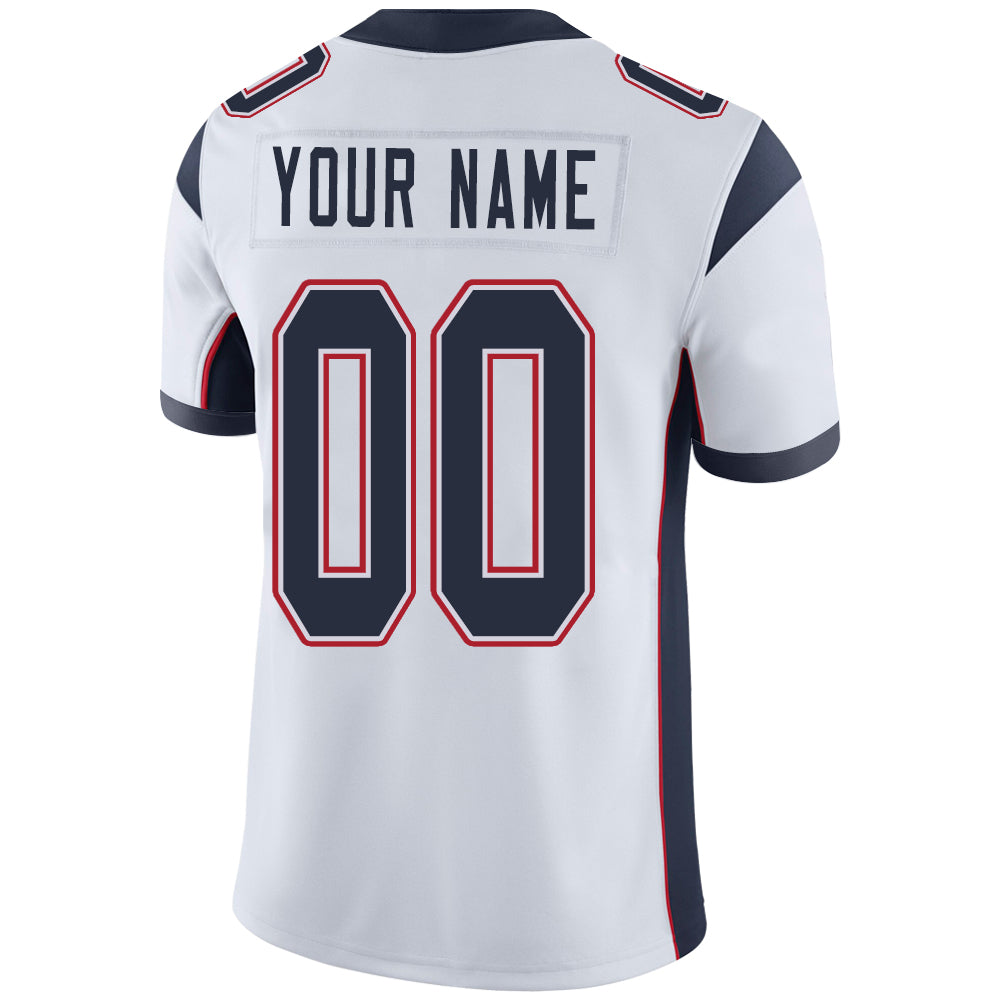 Custom NE.Patriots Stitched American Football Jerseys Personalize Birthday Gifts White Jersey view 3