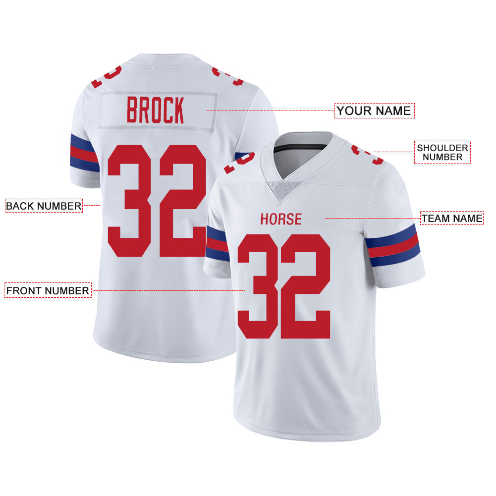 Custom NE.Patriots Stitched American Football Jerseys Personalize Birthday Gifts White Jersey view 2