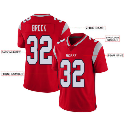 Custom NE.Patriots Stitched American Football Jerseys Personalize Birthday Gifts Red Jersey view 2