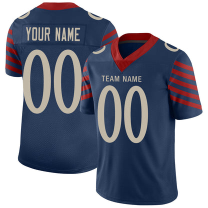 Custom NE.Patriots Stitched American Football Jerseys Personalize Birthday Gifts Navy Jersey - Main View