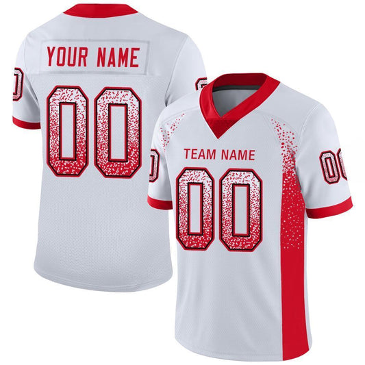 Custom White Scarlet-Navy Drift Fashion Football Jersey - Main View