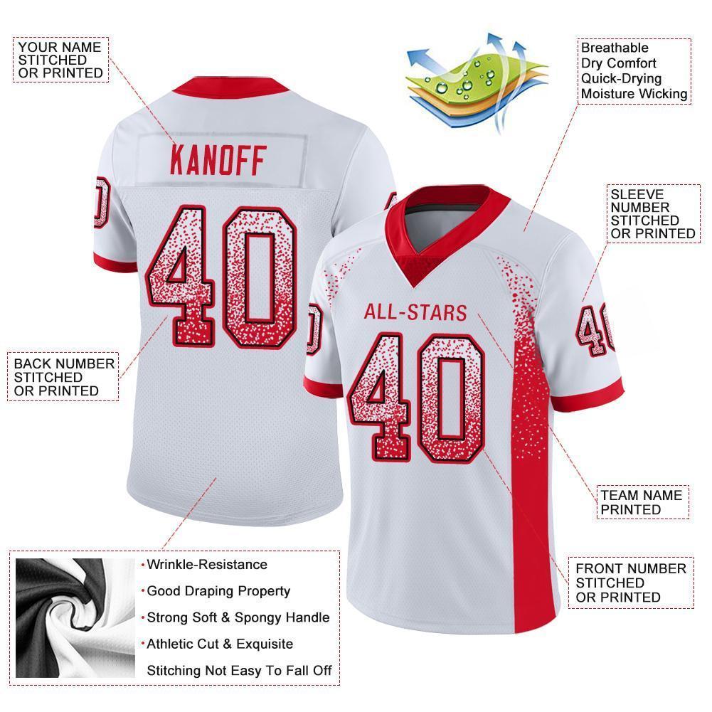 Custom White Scarlet-Navy Drift Fashion Football Jersey view 3