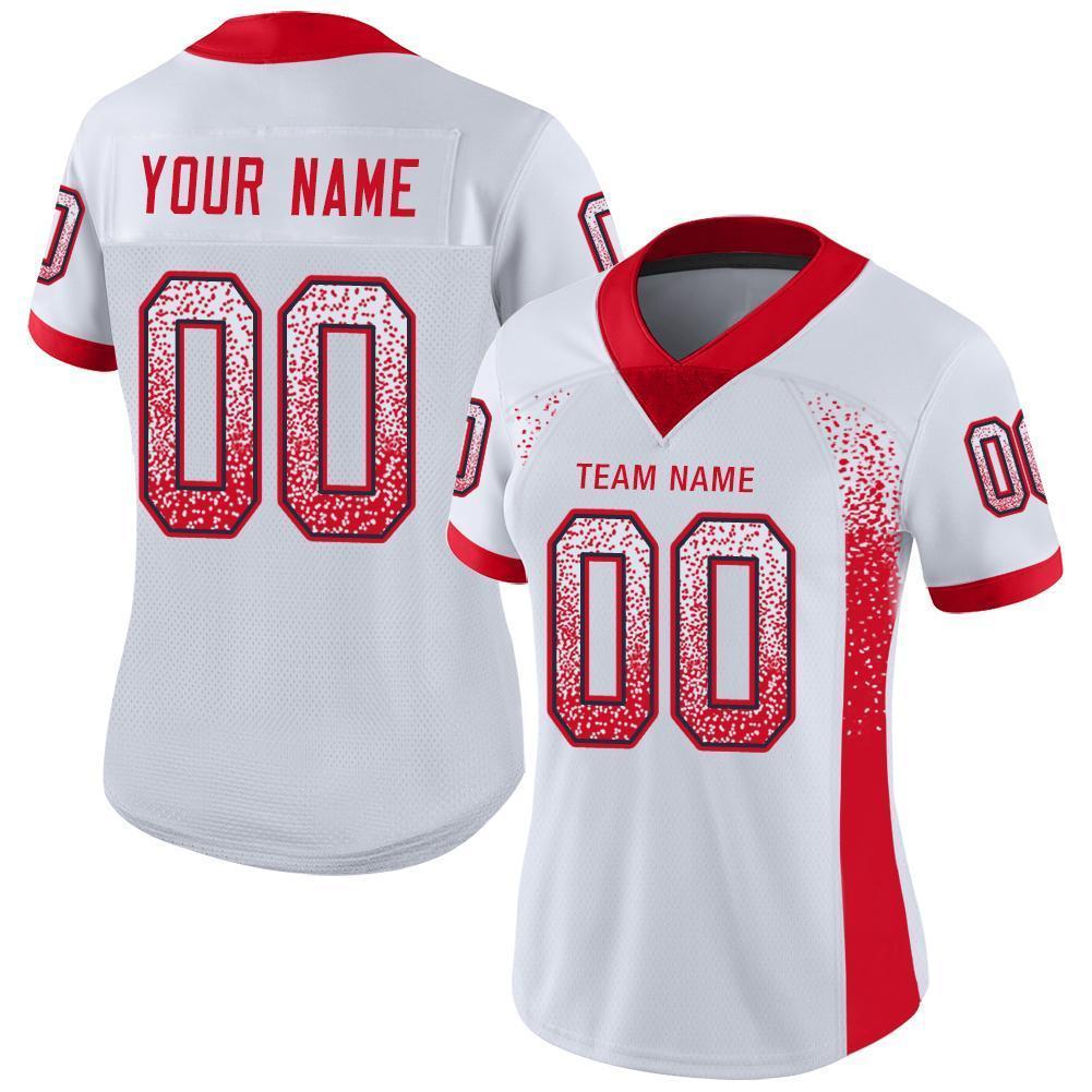 Custom White Scarlet-Navy Drift Fashion Football Jersey view 2