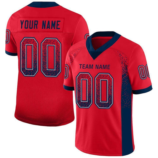 Custom Scarlet Navy-Gray Drift Fashion Football Jersey - Main View