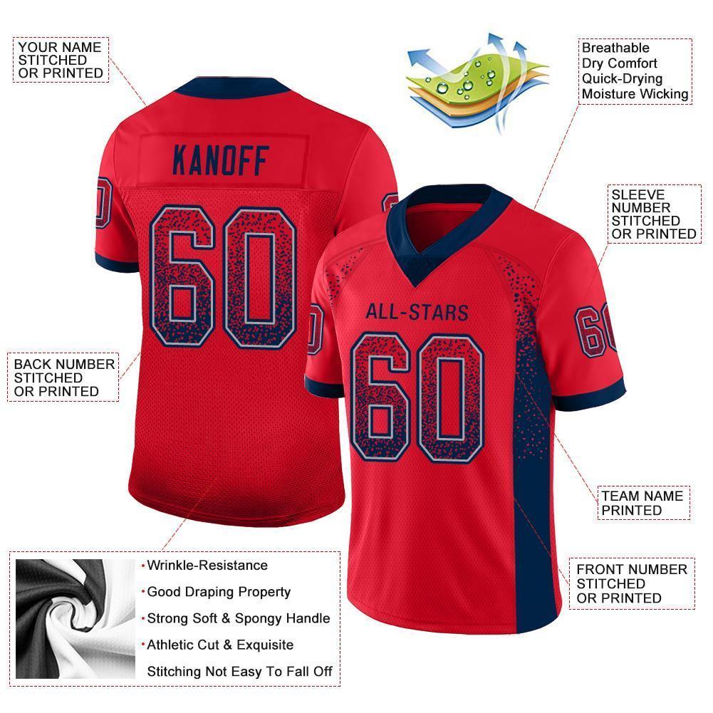 Custom Scarlet Navy-Gray Drift Fashion Football Jersey view 3