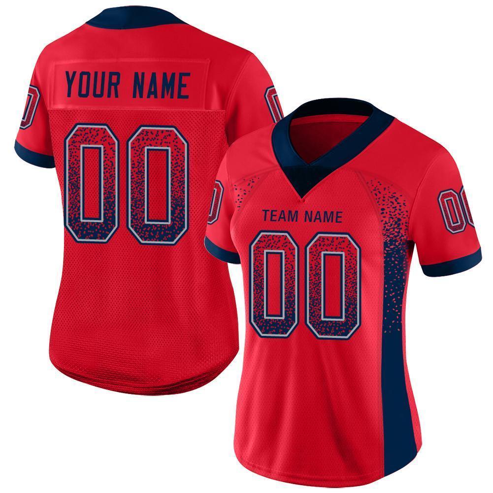 Custom Scarlet Navy-Gray Drift Fashion Football Jersey view 2