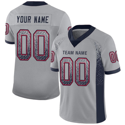 Custom Light Gray Navy-Scarlet Drift Fashion Football Jersey - Main View
