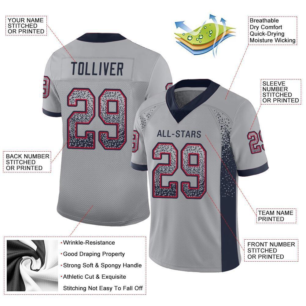 Custom Light Gray Navy-Scarlet Drift Fashion Football Jersey view 3