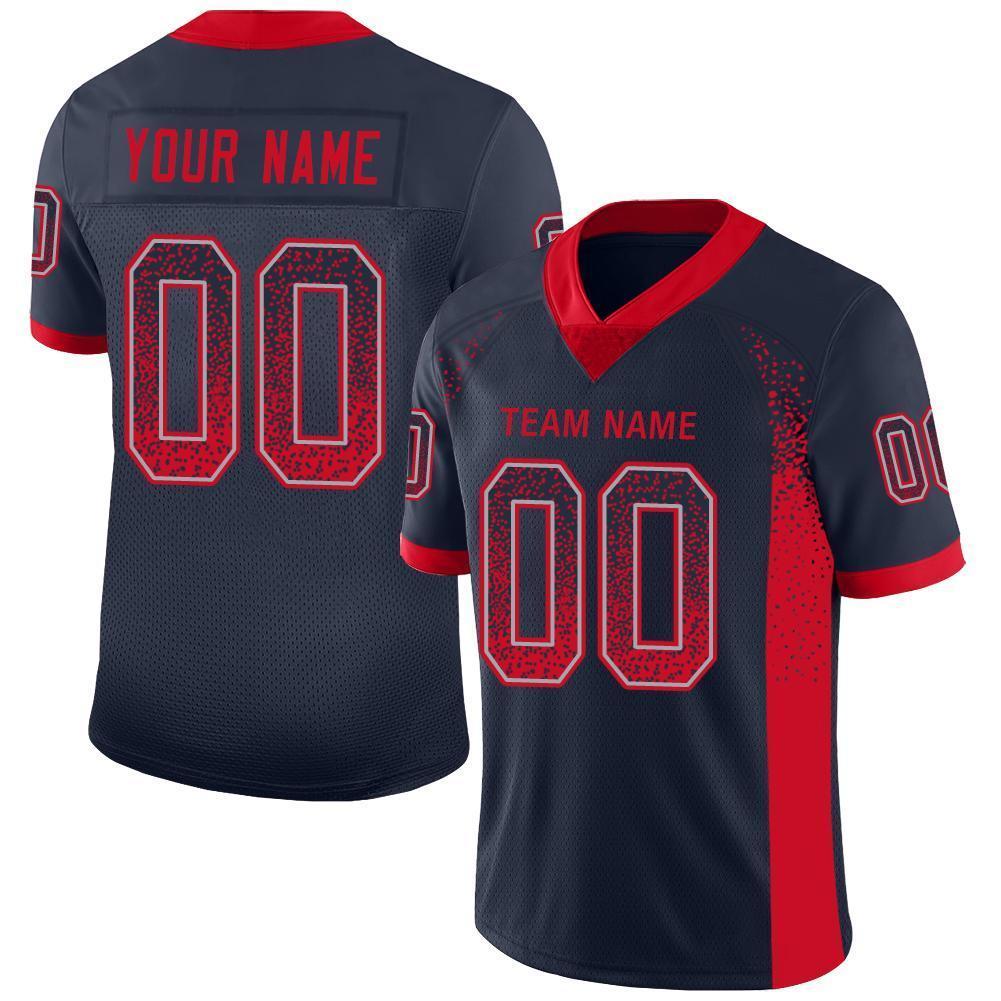 Custom Navy Scarlet-Gray Drift Fashion Football Jersey - Main View