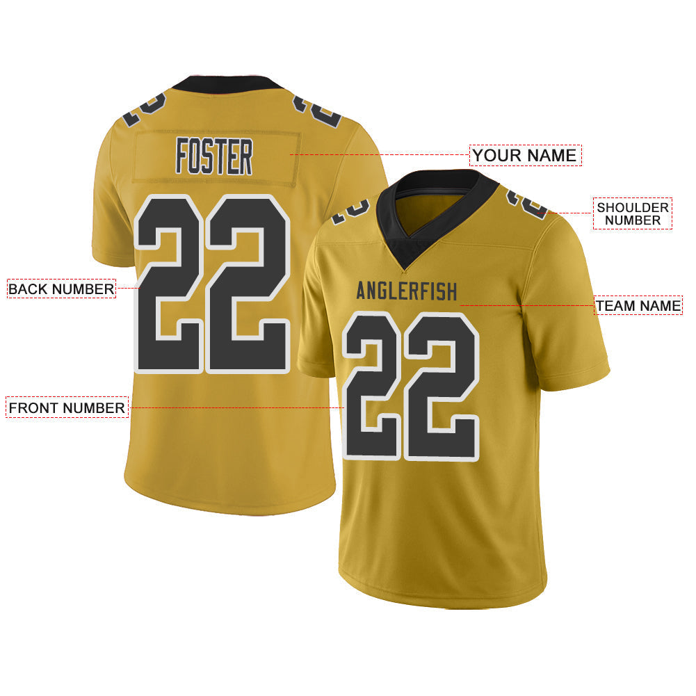 Custom NY.Giants Stitched American Football Jerseys Personalize Birthday Gifts Gold Jersey view 2