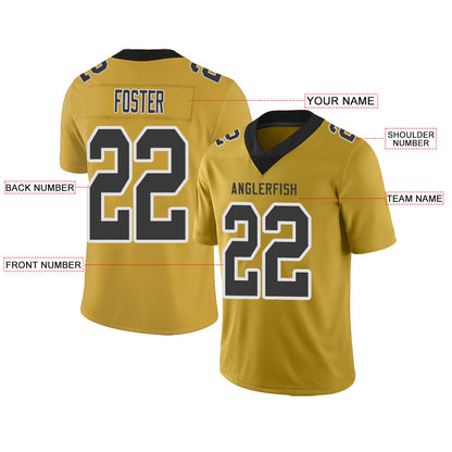 Custom NY.Giants Stitched American Football Jerseys Personalize Birthday Gifts Gold Jersey view 2