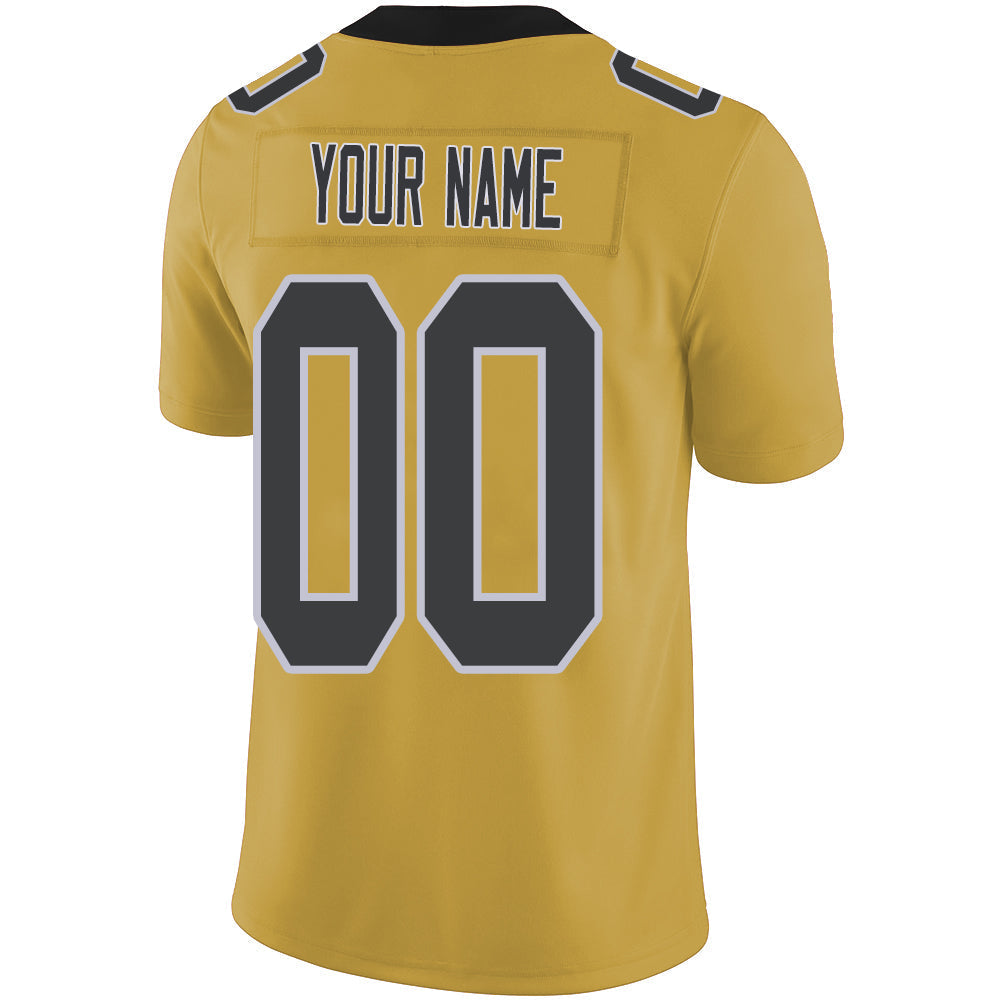 Custom NY.Giants Stitched American Football Jerseys Personalize Birthday Gifts Gold Jersey view 3