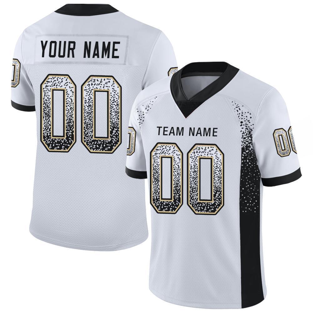 Custom White Black-Vegas Gold Drift Fashion Football Jersey - Main View
