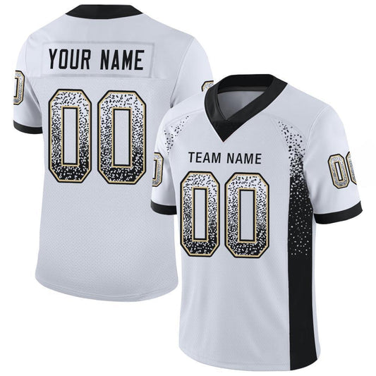 Custom White Black-Vegas Gold Drift Fashion Football Jersey - Main View