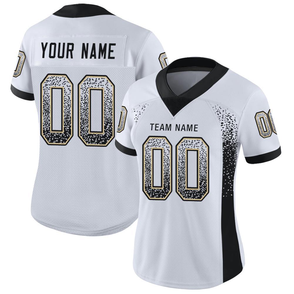 Custom White Black-Vegas Gold Drift Fashion Football Jersey view 2