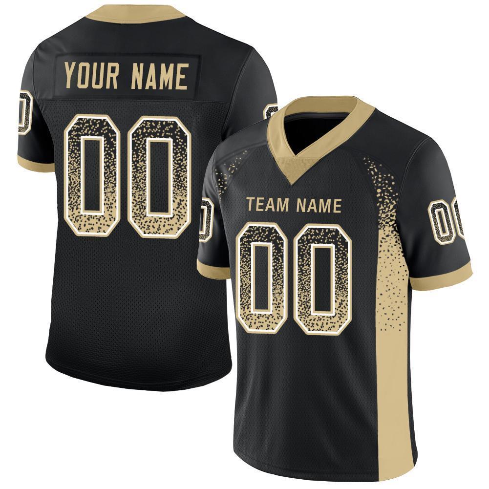 Custom Black Vegas Gold-White Drift Fashion Football Jersey - Main View