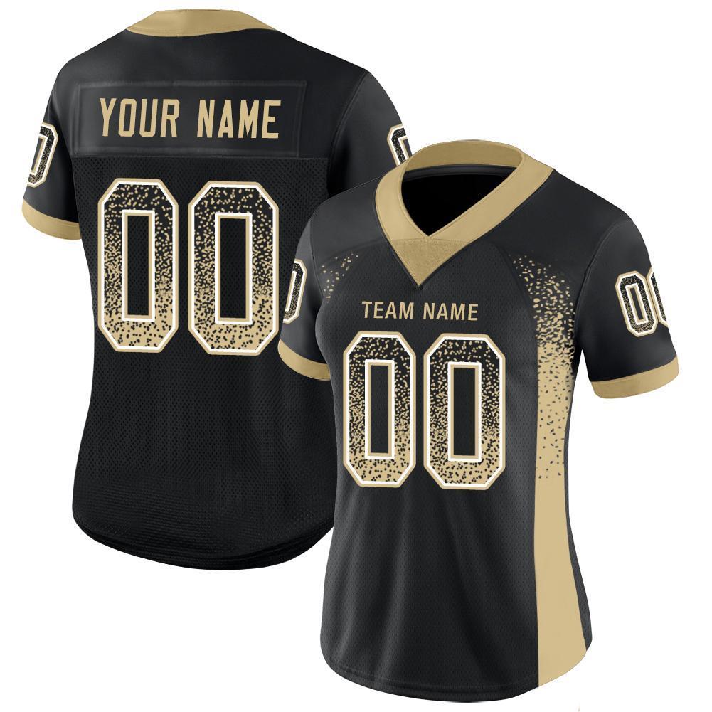Custom Black Vegas Gold-White Drift Fashion Football Jersey view 2