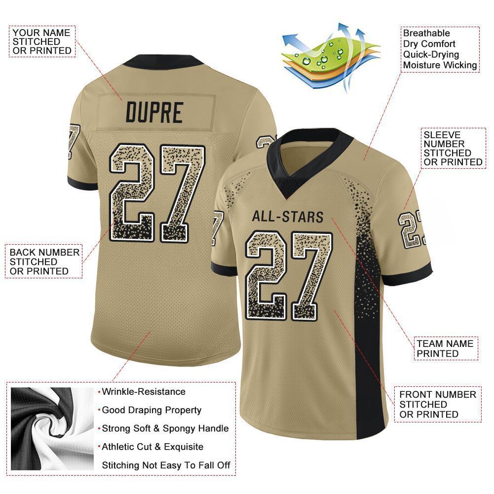 Custom Vegas Gold Black-White Drift Fashion Football Jersey view 3