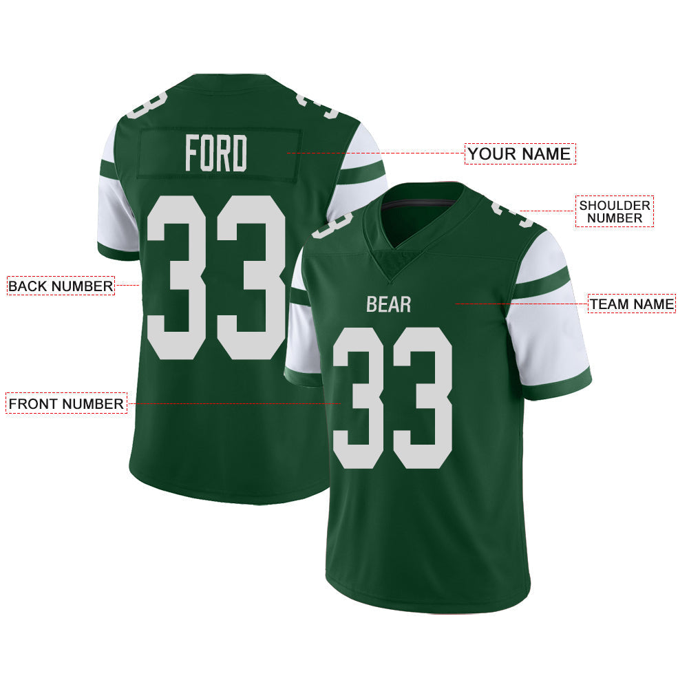 Custom NY.Jets Stitched American Football Jerseys Personalize Birthday Gifts Green Jersey view 2