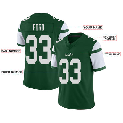 Custom NY.Jets Stitched American Football Jerseys Personalize Birthday Gifts Green Jersey view 2