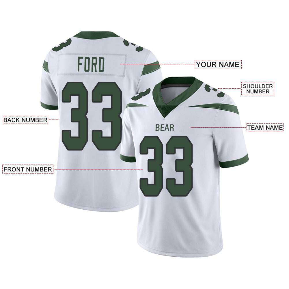 Custom NY.Jets Stitched American Football Jerseys Personalize Birthday Gifts White Jersey view 2