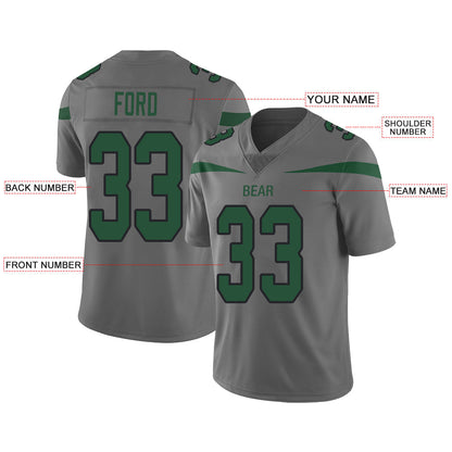 Custom NY.Jets Stitched American Football Jerseys Personalize Birthday Gifts Grey Jersey view 2