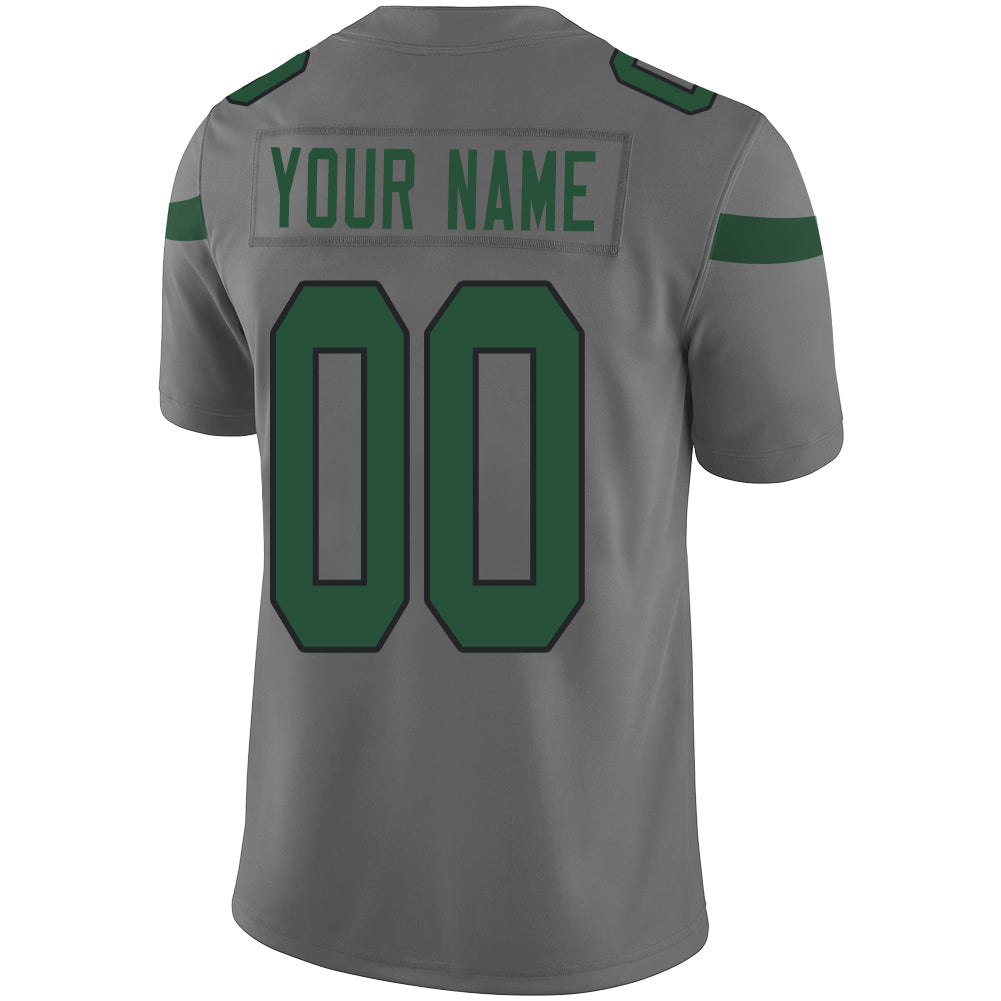 Custom NY.Jets Stitched American Football Jerseys Personalize Birthday Gifts Grey Jersey view 3