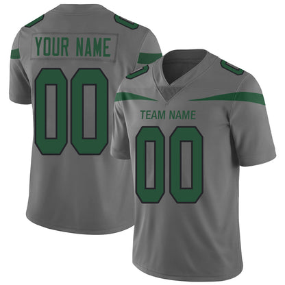 Custom NY.Jets Stitched American Football Jerseys Personalize Birthday Gifts Grey Jersey - Main View