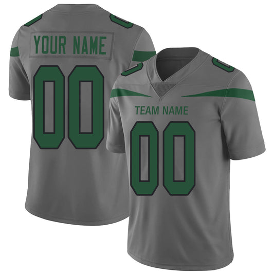 Custom NY.Jets Stitched American Football Jerseys Personalize Birthday Gifts Grey Jersey - Main View