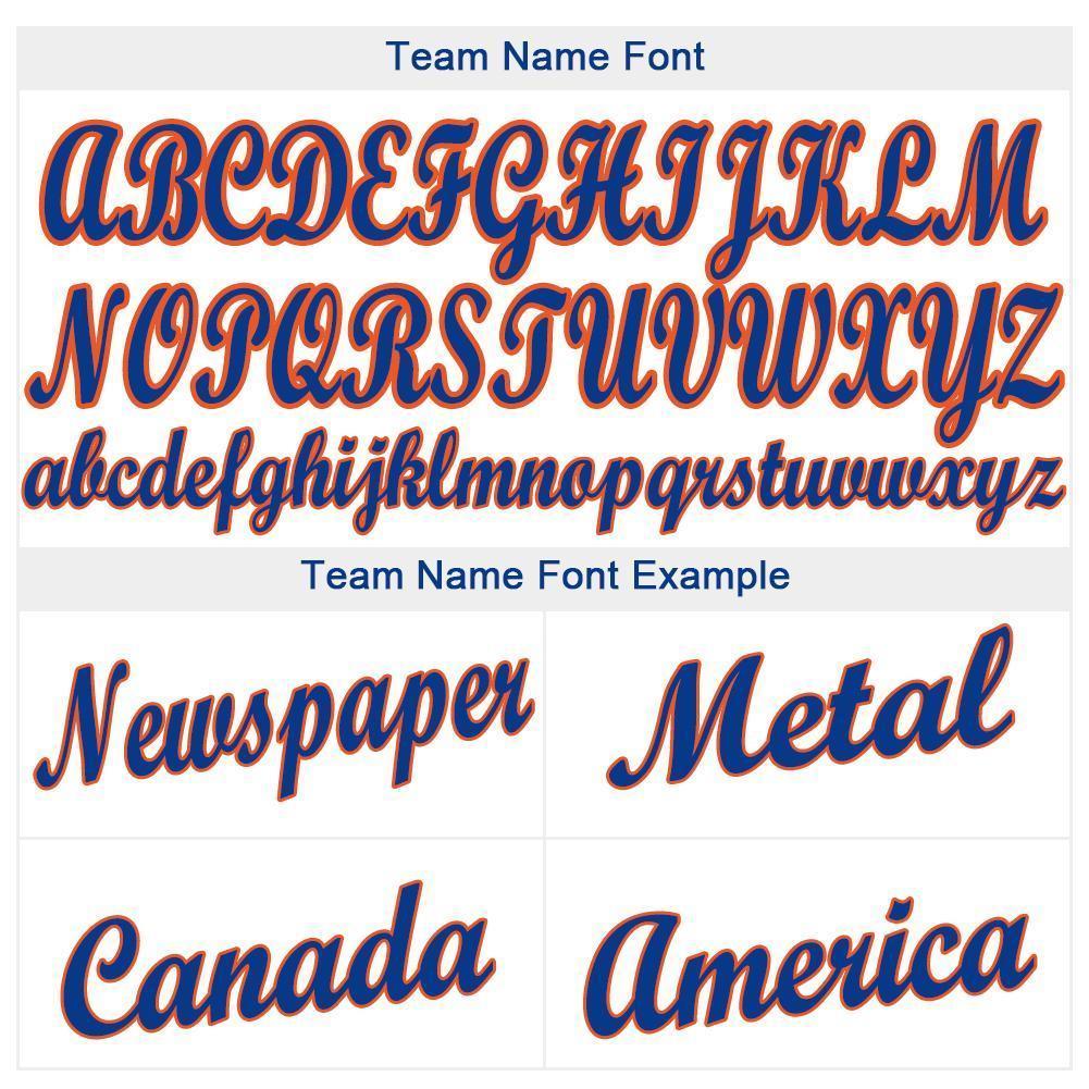 Custom White Royal Pinstripe Royal-Orange Baseball Jersey view 5