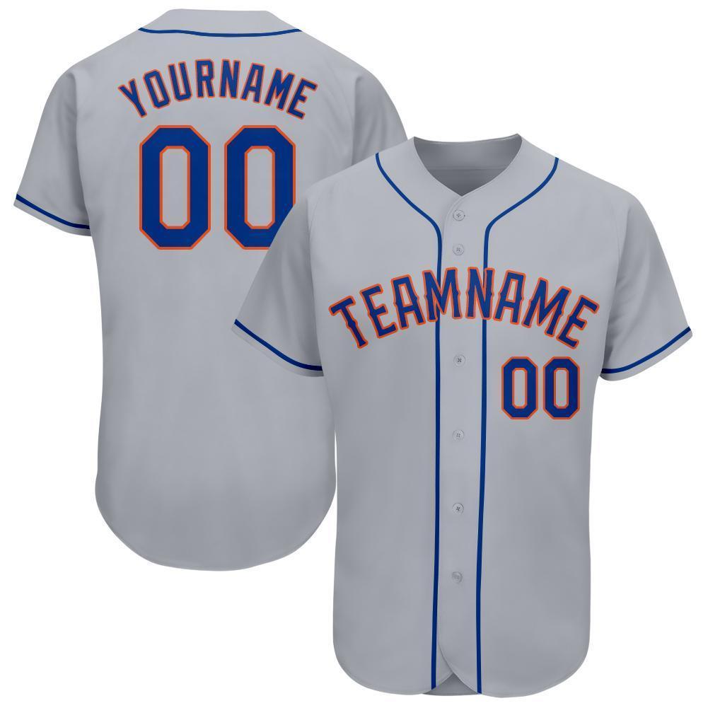 Custom Gray Royal-Orange Baseball Jersey - Main View